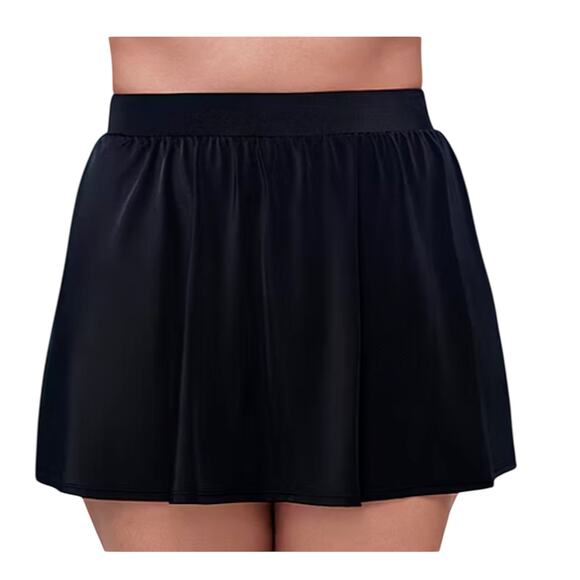 Trimshaper Swimwear Skirt Womens 8 Black Pleated Stretch Waist Pull On - Picture 1 of 8